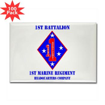 HQC1MR - M01 - 01 - HQ Coy - 1st Marine Regiment with Text - Rectangle Magnet (100 pack) - Click Image to Close